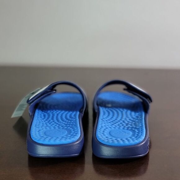 Adidas Adizzage TND Adjustable Slide Sandals Navy Blue White Unisex New F35564 - Picture 6 of 8